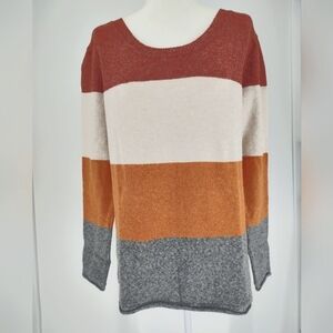 Pinque Design Studio Women's Long Sleeve Rust Stone Combo Sweater Size XL